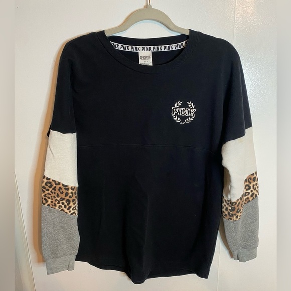 Women’s Victoria's Secret PINK Varsity Crew Black Size Small - Picture 1 of 4